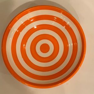Handmade Volmod pottery Bowl - White & Orange Stripe